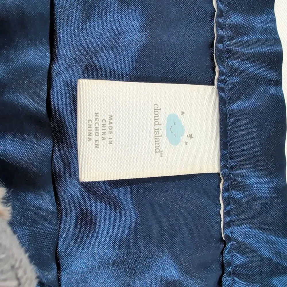 Cloud Island Sloth Lovey Security Blanket Navy Blue White Satin 14